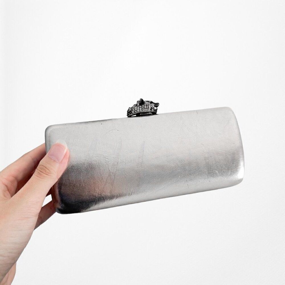 Small Rectangular Metallic Silver Gray Rhinestone… - image 3